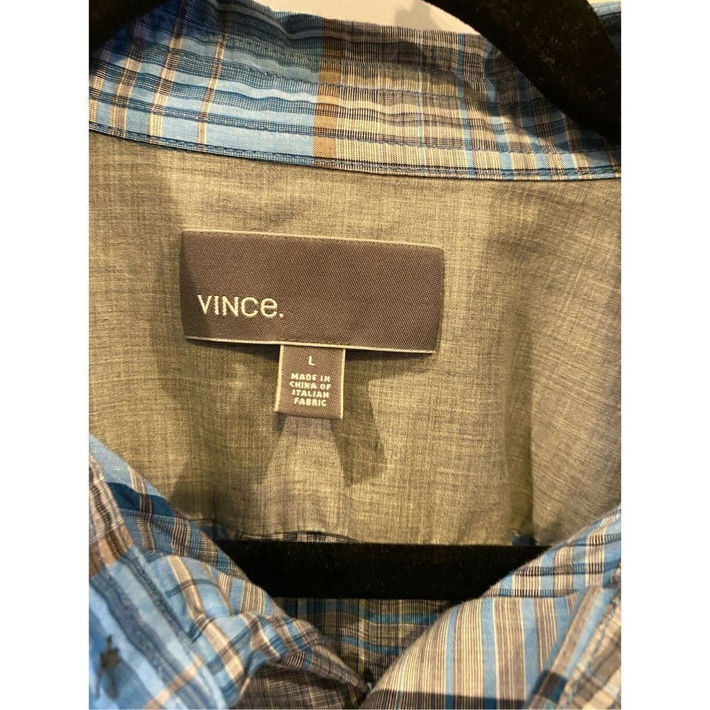 Vince Mens Blue Plaid Button Down Shirt - Picture 3 of 4